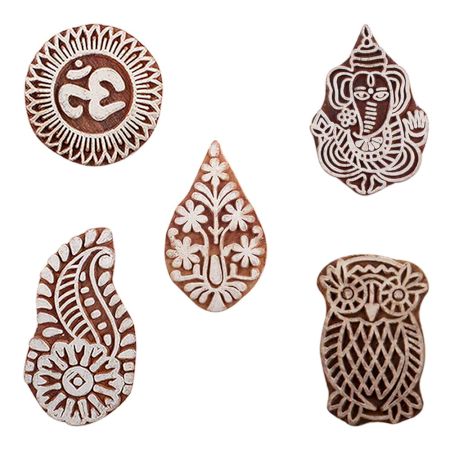 Set of 5 Piece New Mix Wooden Printing Blocks